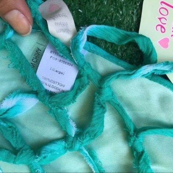 Tea n Cup Green & White Tie Dye Caged Back Sleeveless Top with Fringe - Picture 7 of 8